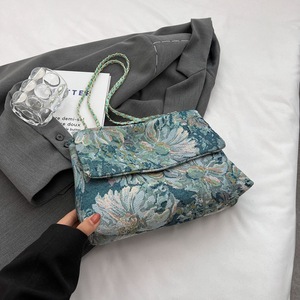 Bolso de Hombro de Lujo para <span class=keywords><strong>Mujer</strong></span>, Diseño de Pintura al Óleo, Bolso de Compras de Lona con Forro de Poliéster y Cierre, Modelo Jardín Secreto - Product Image 2