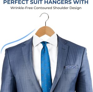 Wood Hangers with Shoulder Grooves Durable Slim <b>Coat</b> Hanger with 360-Degree Rotatable <b>Hook</b> Premium Custom Wooden Hangers - Product Image 3