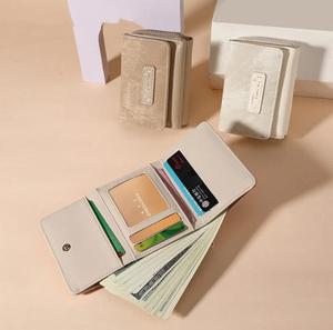 Portefeuille pliable en cuir PU rétro pour femmes et filles, couleur unie coréenne, multi-compartiments, porte-cartes, porte-monnaie de voyage - Product Image 4
