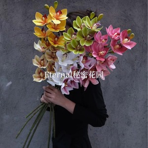 Orquídea Cymbidium Artificial Secret Garden, Flor Grande de Plástico PU, Decoración para el Hogar, Bodas, Graduaciones - Product Image 2