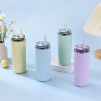 Mug de voyage isotherme en acier inoxydable de 16 oz à double paroi avec couvercle à paille – Tasse réutilisable pour le bureau, les voyages et les cadeaux quotidiens