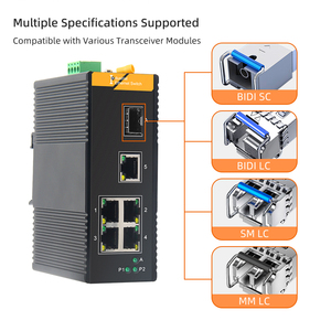 Convertisseur de média industriel avec 5GE+1SFP, liaison montante fibre optique, commutateurs industriels non gérés, double entrée DIN-rail extérieur pour caméra IP - Product Image 4