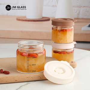 Tarro de cocina de grado alimenticio sin plomo de alto contenido en borosilicato ECO, tarro sellado de 3oz, 4oz, 6oz, tarro de vidrio <span class=keywords><strong>pequeño</strong></span> con tapa de silicona - Product Image 1