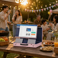 Hub de divertissement portable en forme de valise, FHD, Android 14, batterie rechargeable, micro sans fil, machine de karaoké pour le camping en plein air, les voyages en voiture