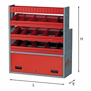 Unité de rangement en plastique automobile 5006 E14 rouge avec tiroir et étagères pour l'organisation d'atelier - Product Image 1