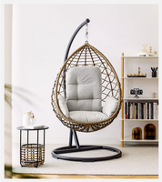 Cadre en acier Tissage à la main rotin rotin chaises œuf suspendues Chaise balançoire avec support meubles de jardin et de patio extérieurs