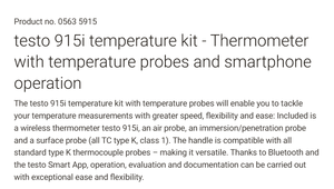 Kit de thermomètre intelligent Testo 915i 0563 5915 avec trois sondes de température, outil de mesure industriel - Product Image 2