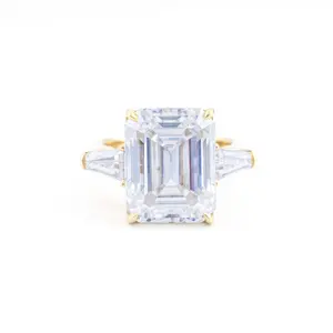 Chất lượng cao tùy chỉnh phụ nữ nhẫn trang sức D màu vvs moissanite kim cương 925 bạc mạ vàng Nhẫn