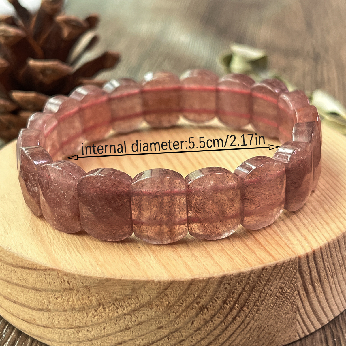 Pulsera de Cuarzo Fresa con Forma Natural de Barril
