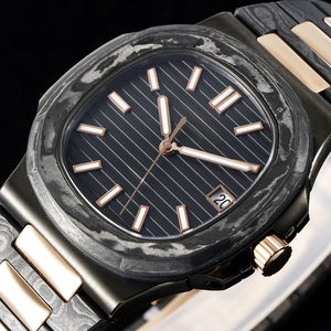 Reloj de Pulsera de Lujo 2026, Nuevo, Premium, con Detalles en Oro Rosa, Caja Octogonal de Fibra de Carbono, Esfera con Rayas Oscuras, Fecha Automática, Resistente al Agua - Product Image 2