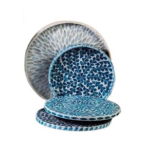 Bandeja de Servicio Multifuncional con Diseño Único, Hecha a Mano, Ecológica, con Incrustaciones de Nácar y Lacado, Asas, Forma Personalizada - Product Image 2