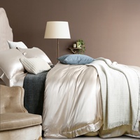 Parure de lit 4 pièces en fibre de bambou 100% tissée, haute qualité, rafraîchissante, anti-bactérienne, personnalisable, unie ou rayée, pour l'été