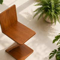 Chaise de salle à manger en bois massif en forme de Z géométrique, durable, design minimaliste pour salles à manger et salons
