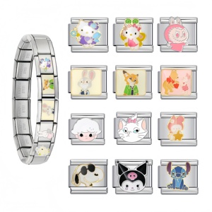 Bracciale Modulare in Acciaio Inox da 9mm con Serie Cartoon, Bracciale Italiano con <span class=keywords><strong>Charm</strong></span> per Uomo e Donna, Regalo all'Ingrosso - Product Image 1