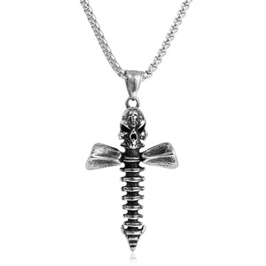 Collar Unisex de Moda con Colgante de Cruz de Acero Inoxidable, Diseño de Calavera, Estilo Punk Geométrico 231074 - Product Image 3