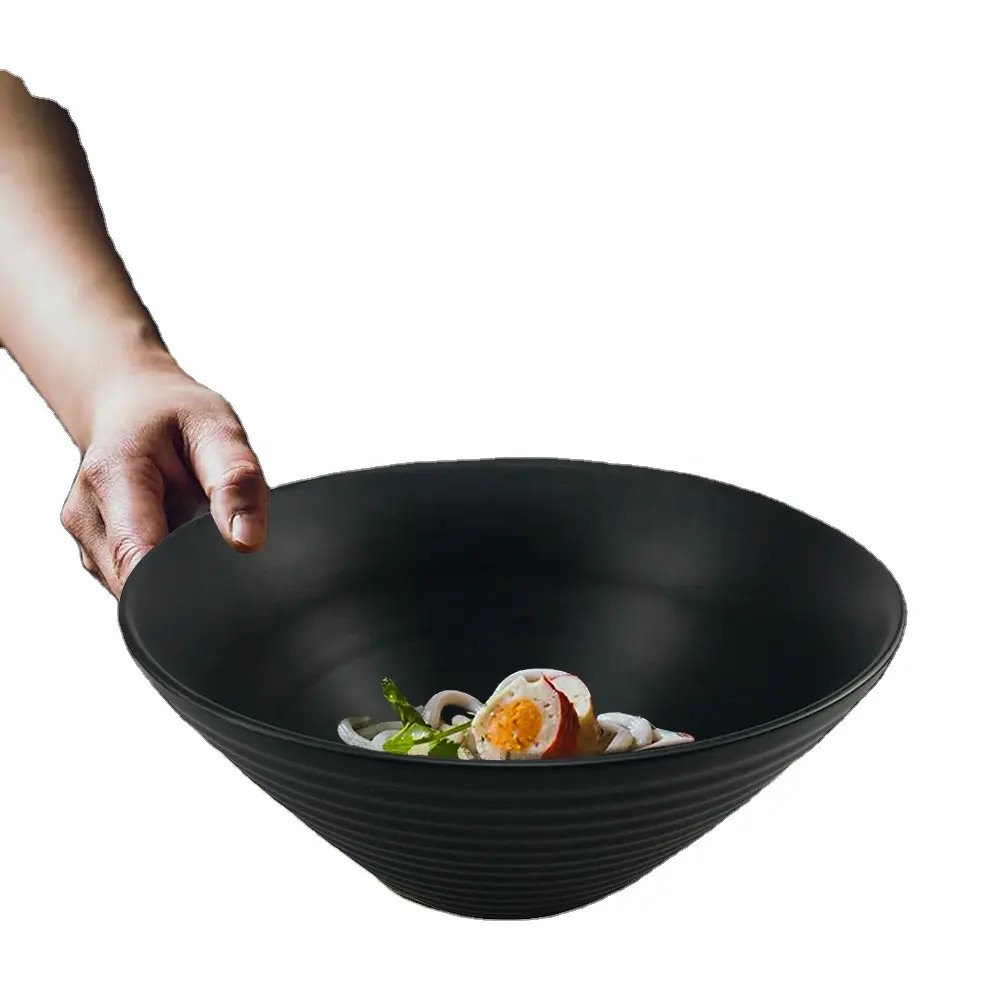 Conjunto de Tigela Ramen Grés Tigelas Sopa Preto Personalizado Cozinha Conjunto Utensílios de Cozinha Estilo Japonês Grande Macarrão Cerâmico e Restaurante