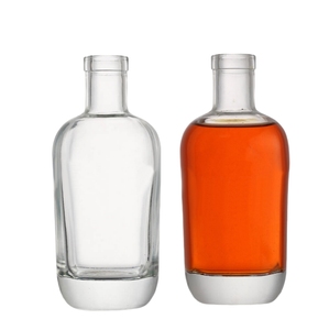 Custom Embossed Logo Premium Eco-friendly Cork Glass Bottles 50cl Square Transparent for Whisky Wine Spirit Liquor Vodka <strong>Tequila</strong> - Product Image 1