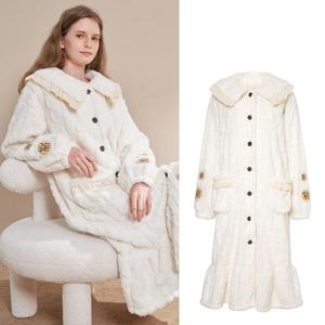 MAQVO-Camisón de Pijama de Lujo para <span class=keywords><strong>Mujer</strong></span>, Ropa de Dormir Gruesa de Lana <span class=keywords><strong>Polar</strong></span> Cálida, <span class=keywords><strong>Albornoz</strong></span> Largo, Stock, Venta Al por Mayor - Product Image 6