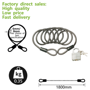 Câble de sécurité UMEDO pour bagages <span class=keywords><strong>avec</strong></span> doubles boucles, câble de sécurité en acier tressé pour les voyages en extérieur, compatible <span class=keywords><strong>avec</strong></span> les cadenas en <span class=keywords><strong>U</strong></span> et les cadenas à combinaison - Product Image 2