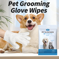 Gants et lingettes de nettoyage pour animaux de compagnie (chats et chiens) en non-tissé, doux, durables, de haute qualité, à formule douce, avec logo personnalisé, vente en gros d'usine