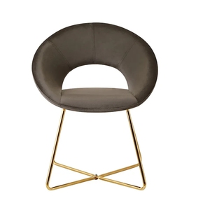 Chaise de salle à manger en velours marron avec pieds en métal, nouveau design, pour la maison, vente en gros - Product Image 1