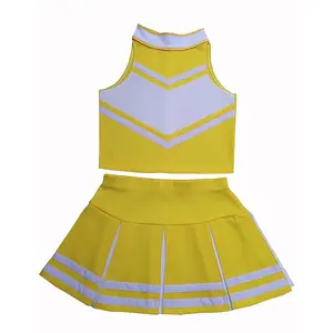 Low price wholesale adults/kids blank cheerleading uniforms custom yellow cheer dance uniforms