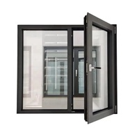Venta al por mayor de aluminio de doble capa de vidrio templado ventana de aluminio de empuje abierto de mano de rango ventanas abatibles
