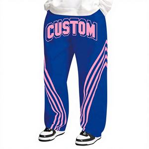 Pantalon de jogging décontracté léger en polyester pour homme, coupe large, taille mi-haute, imprimé rayé, coupe droite, coupe-vent, personnalisé par le fabricant - Product Image 4