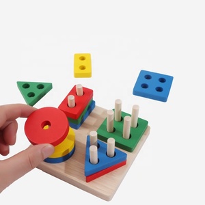 Wooden Geometric <strong>Shape</strong> Cognitive Matching Building <strong>Blocks</strong> Early Learning Educational Toys for Children - Product Image 5