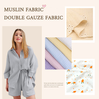 Tissu en mousseline double gaze écologique en coton biologique doux 125 GSM 40S, respirant, froissé et doux pour la peau, idéal pour les vêtements de détente