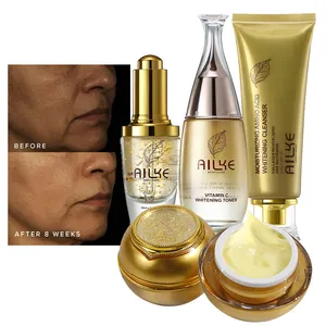 AILKE Whitening 24K Collagen Cream Beauty Facial Cleanser TonerとSerum 5 Sets Cosmeticsスキンケア製品