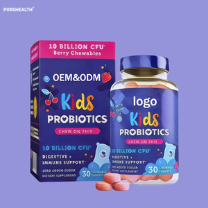 טבליות לעיסה אורגניות לילדים עם ויטמין <span class=keywords><strong>C</strong></span> ו-D, בטעם דובדבן, תוצרת OEM ו-ODM, עם פרוביוטיקה, בעלות תקן חלאל/כשר, לתמיכה חיסונית. - Product Image 1