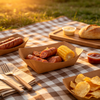 Barquettes jetables en papier kraft pour frites, ailes de poulet, idéales pour la restauration, les événements, les food trucks et les plats à emporter