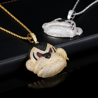 Hiphop Orang-outan Charme En Laiton Plaqué Or En Colère Singe Animaux Pendentif Collier Zircon Bijoux pour Garçons