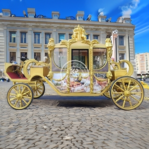 Chariot de mariage royal Victoria Sculpture Horse Wagon, calèche électrique personnalisée à 4 roues et climatisation - Product Image 1