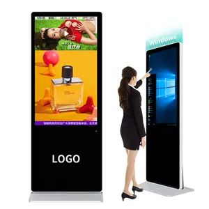 lcd tv kiosk 55 Inch touch screen display floor standing lcd advertising player touch all in one indoor digital signage