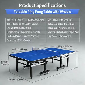 <span class=keywords><strong>Table</strong></span> de <span class=keywords><strong>ping</strong></span>-<span class=keywords><strong>pong</strong></span> pliable avec roues, <span class=keywords><strong>panneau</strong></span> épaissi, adaptée aux compétitions professionnelles et à l'entraînement - Product Image 5