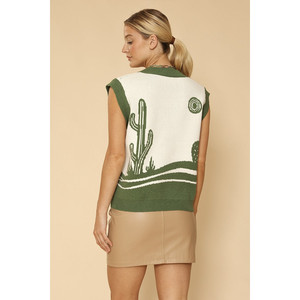 Chaleco de punto con diseño de cactus y paisaje desértico - Product Image 4