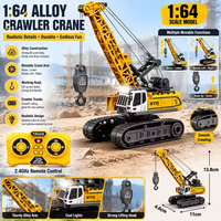Mini grue RC Crawler 1/64, véhicule d'ingénierie télécommandé 2,4 GHz avec lumières et sons, jouet de bureau pour enfants et collectionneurs