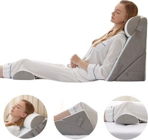 Coussin ergonomique multifonctionnel 2-en-1 en mousse à mémoire de forme tissée de qualité supérieure avec protection antibactérienne et soutien lombaire amovible - Product Image 2