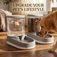 Ensemble distributeur d'eau et de nourriture pour animaux de compagnie 3,8 L, gamelle à remplissage automatique par gravité, réservoir visible pour chats et chiens