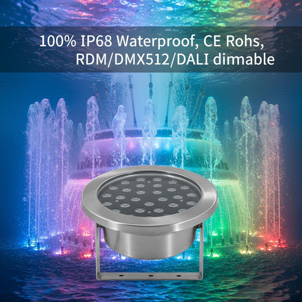 Landscape Super Bright SS Rgbw Daylight 120v Ip68 Waterproof Rgb Dmx RDM Outdoor Music Led Fountain Pool Underwater Light