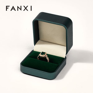 Caja de Anillos de Boda FANXI, Caja de Joyería de Terciopelo con Estampado Dorado, Empaque de Joyería de Lujo, Caja de Joyería Personalizada para Anillos de Diamantes - Product Image 2