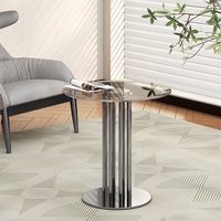 Table d'appoint/de chevet ronde en verre transparent – Table d'appoint décorative moderne et haute pour petits espaces