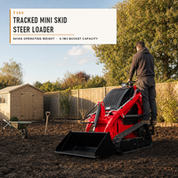 Mini Skid Steer Loader T360 dengan Track Karet, 941kg, Compact Track Loader, Bucket 0.1M3, EPA EURO5 untuk Pekerjaan Tanah