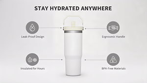 Custom Logo 30oz Insulated Travel Mug <b>with</b> Handle Double Wall Vacuum Stainless Steel Leakproof Water Bottle for Coffee and Outdo - Product Image 4
