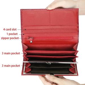 Portefeuilles longs rétro en cuir véritable AndoBag pour femmes, porte-cartes multi-emplacements, motif crocodile, pochette 2493 - Product Image 3