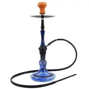 Commercio all'ingrosso Arabo singolo tubo misto di colore alluminio narghilè set base shisha con bottiglia di vetro per KTV bar uso