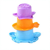 Jouet de bain pour enfants de 2 à 4 ans, 5 tasses empilables arc-en-ciel, formes d'animaux marins, petites coupelles en plastique, cadeau unisexe pour le sable