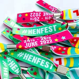 สายรัดข้อมือผ้าทอแบบกำหนดเองสำหรับงานเทศกาล ใช้ครั้งเดียว สำหรับกิจกรรมต่างๆ - Product Image 3